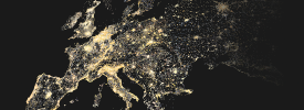 Una mappa dell'Europa con le aree principali illuminate